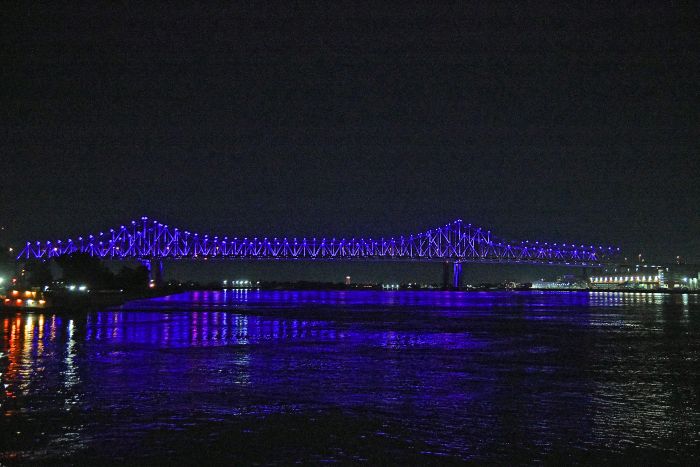 Louisiana bridge at night